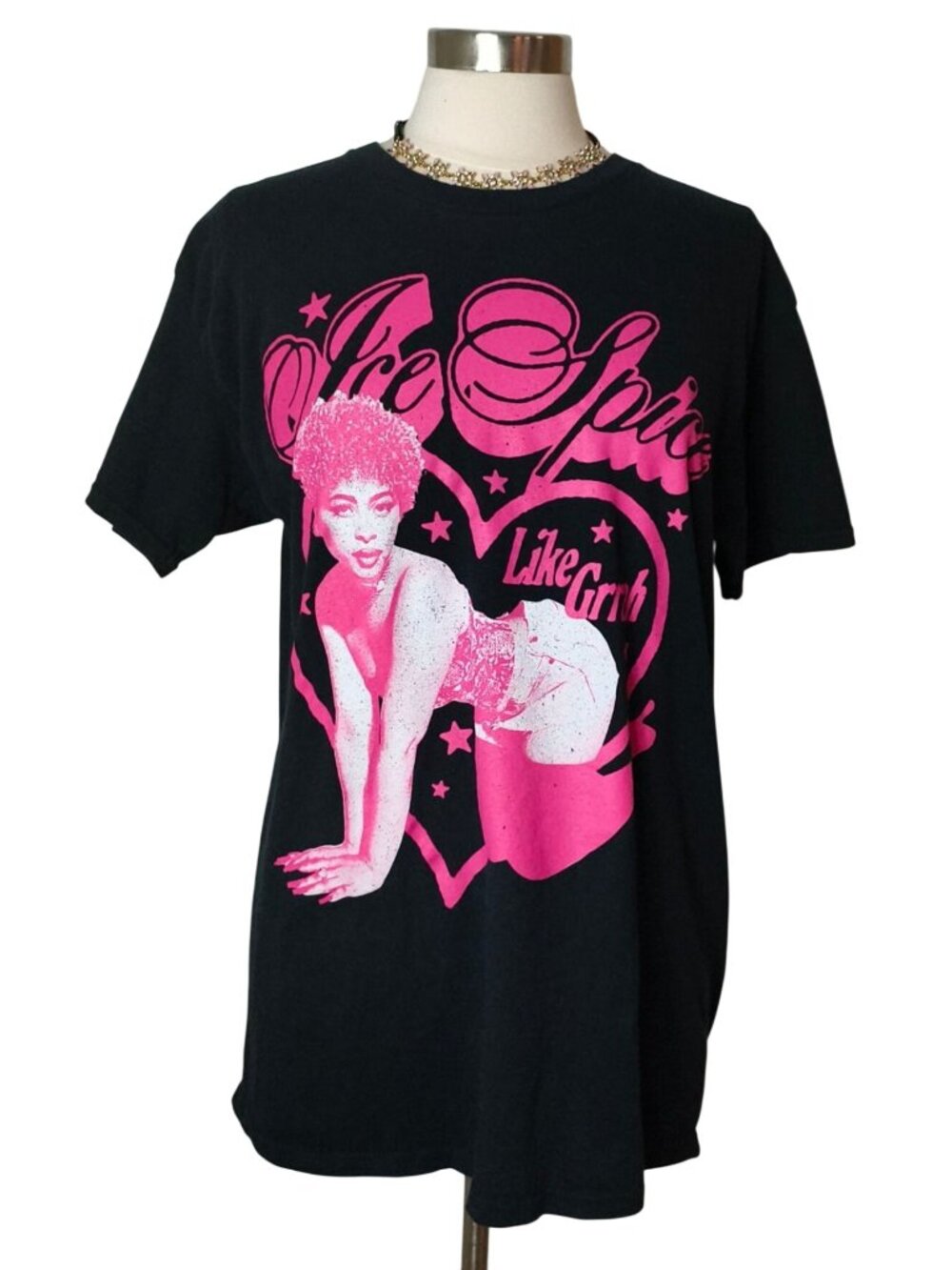 Ice Spice Like Grrrl L Tee Graphic Black Pink Heart Hip Hop Band Rap Cotton